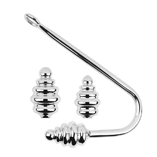 Anal Hooks Anal 8826 GreatBenefit Ribbed Set Hook Screw-in 1015